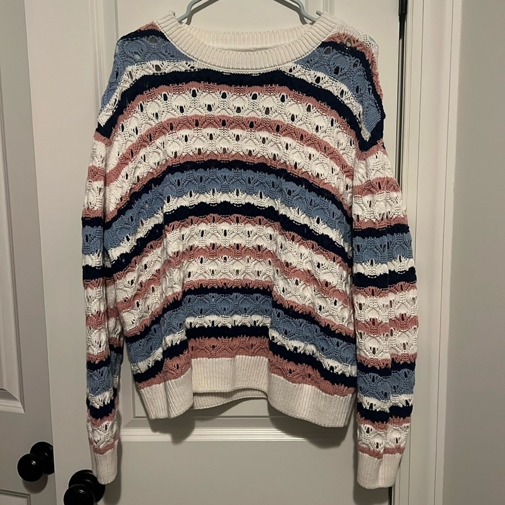 Primark size XL cotton acrylic cardigan sweater blue & pink gender reveal NWOT